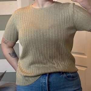 Vintage Jessica Gold Ribbed Knit Tee